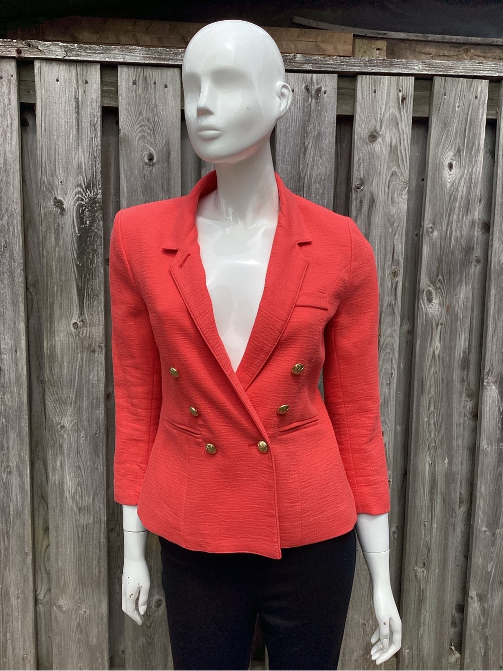 Smythe Orange/Coral Double-Breasted Blazer with Gold Buttons